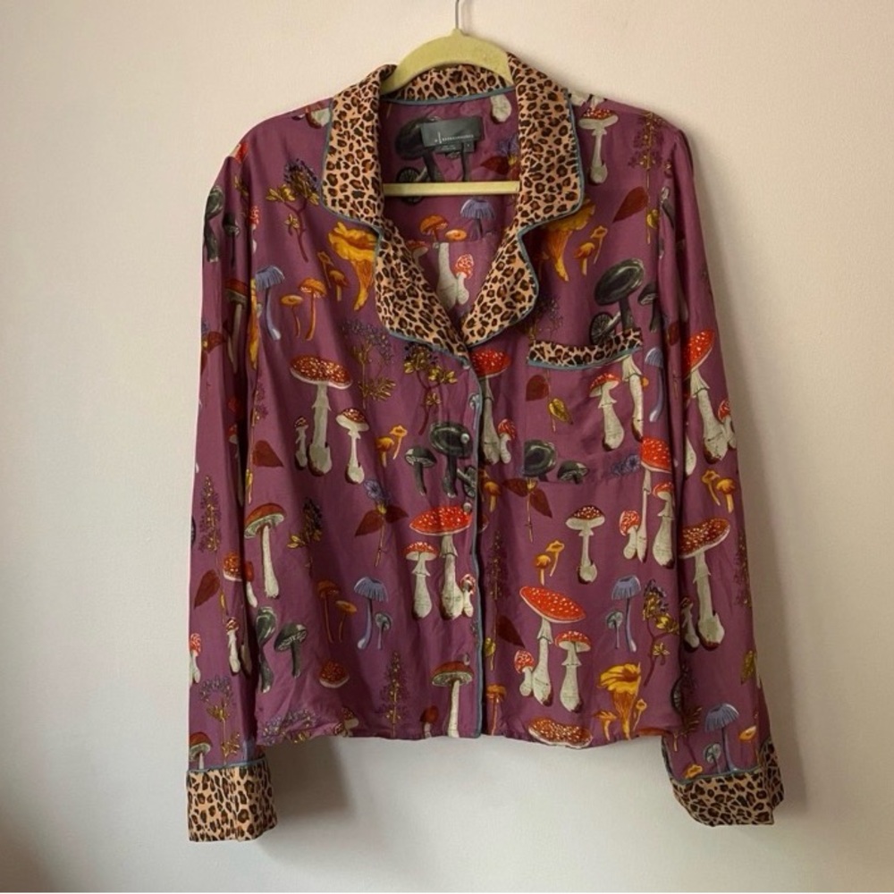 Anthropologie mushroom forest fable print pajama top